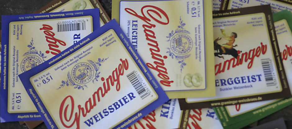 Bier Etiketten Graminger Weissbräu Privatbrauerei Braugasthof Bayern Altötting Graming